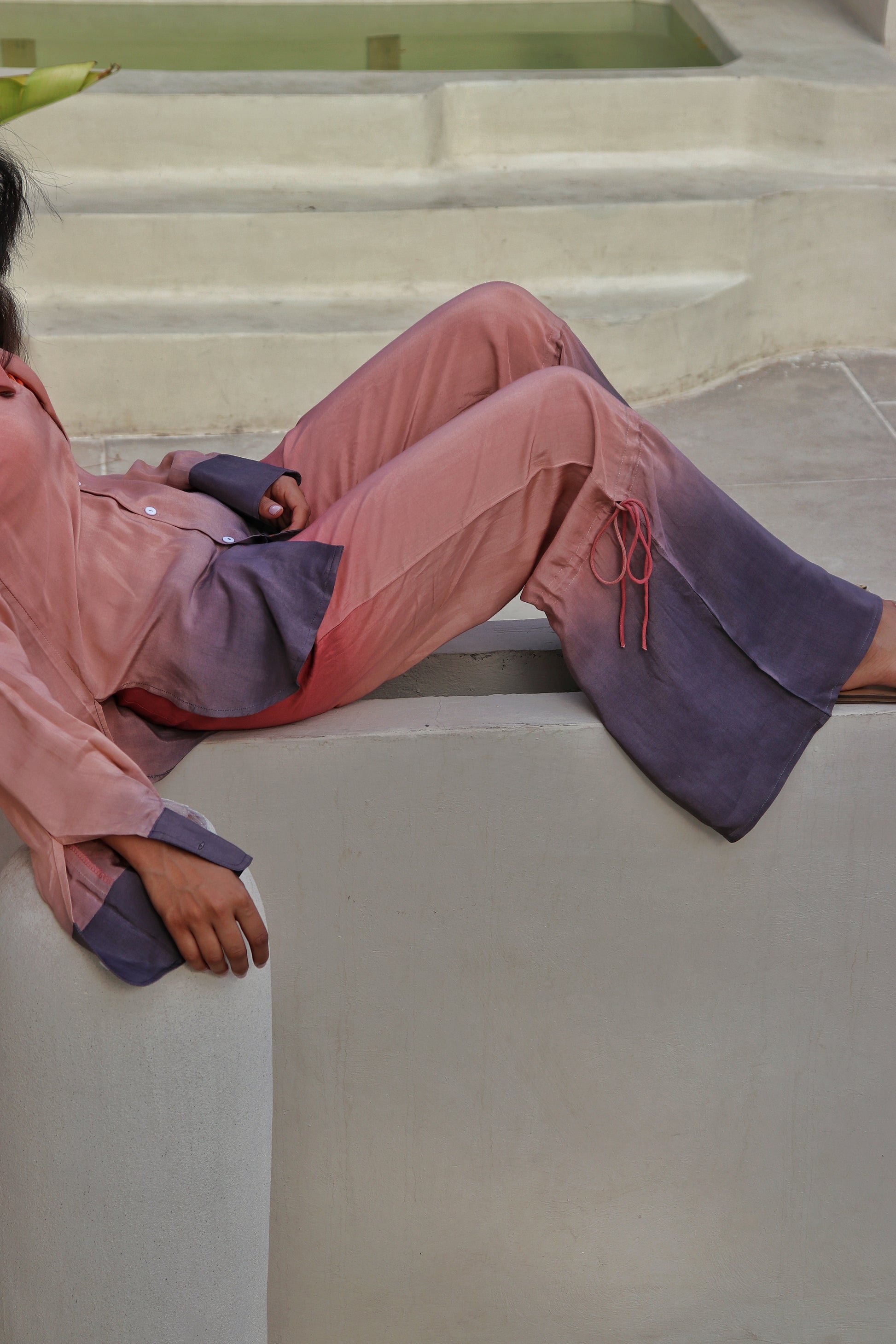 Close-up of Dawn To Dusk co-ord set highlighting fabric and detailing.